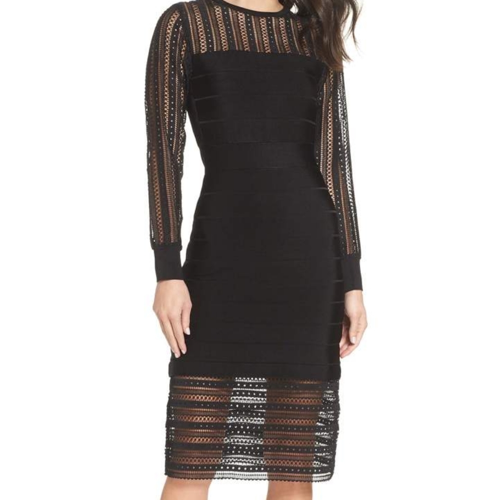 French Connection black Vivian bodycon knit spotlight dress